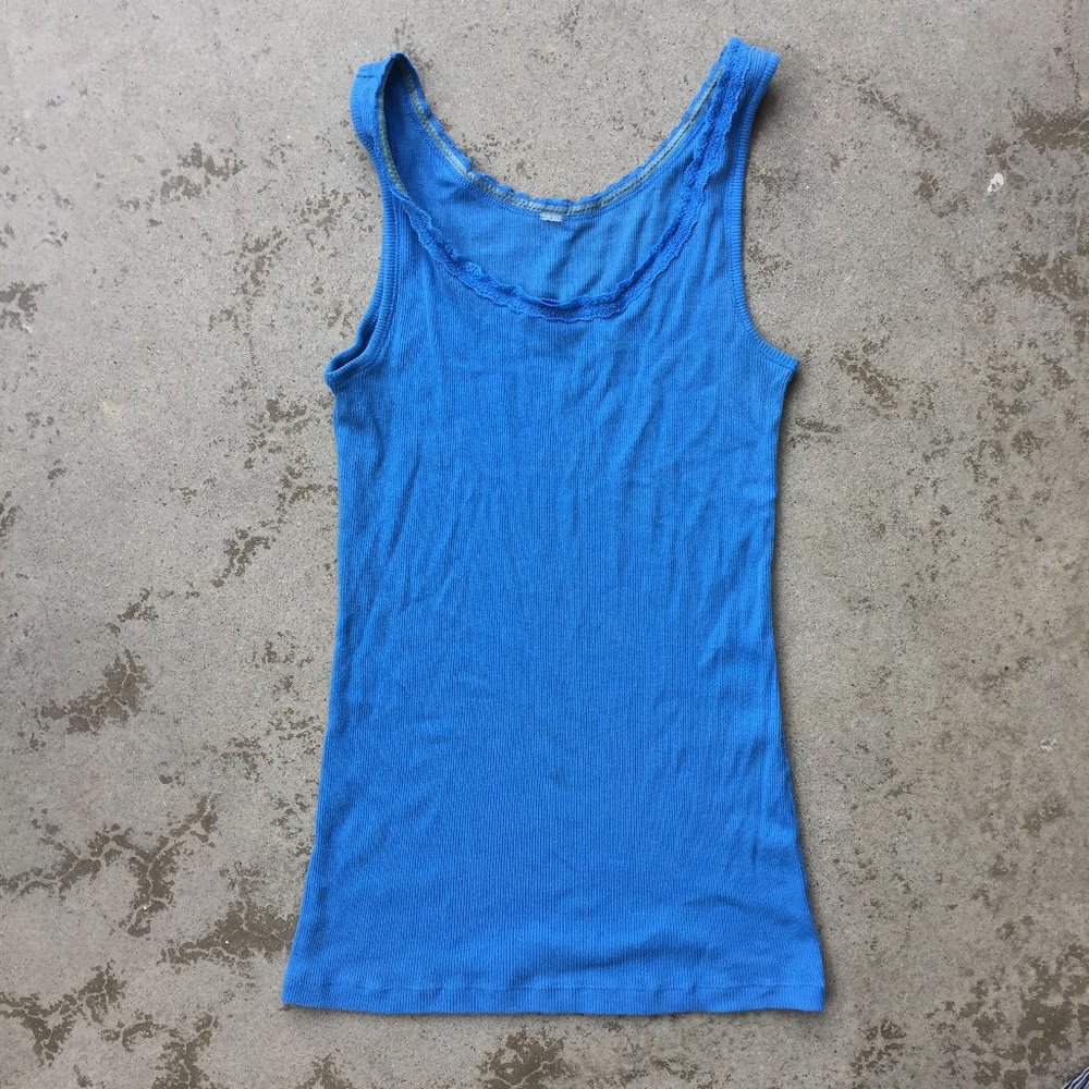 Bundle Sale! Blue Tank with Lace Trim